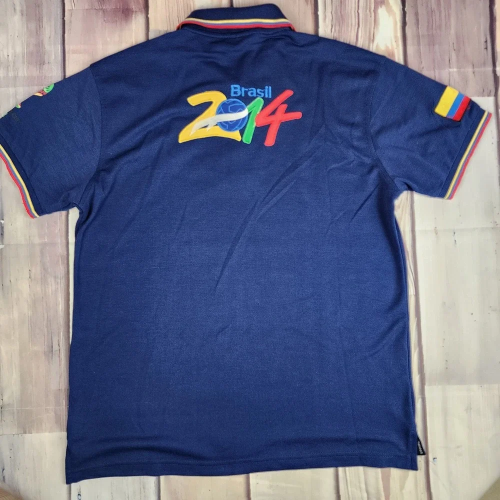 Adidas Fit Storm Polo Shirt Mens XXL‎ FIFA World Cup Brasil 2014 Columbia Flag